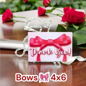 Pink Bows 4x6 Thank You Insert Cards Pack of 25